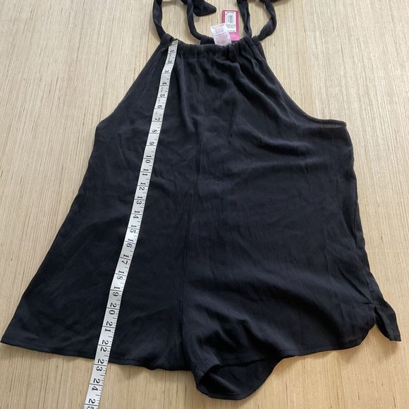 Xhilaration Kids Black Beach Cover Up Romper Size Medium 4-6 Tie Straps - Picture 4 of 5